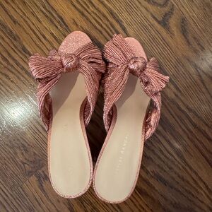 Loeffler Randall Metallic Pink Bow Mules